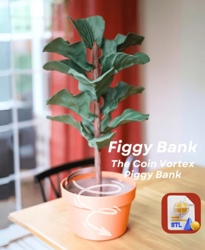 Fiddle Leaf Fig Piggy Bank STL File